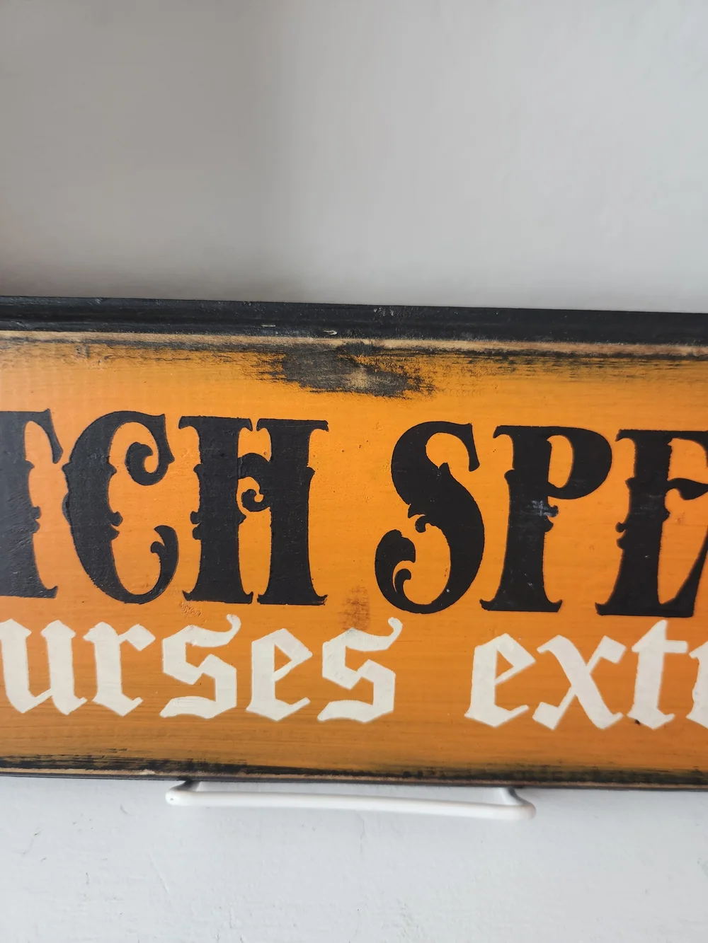 Halloween 'Witch Spells' Wall Sign - Orange 18 X 4 1/2 Rustic Wooden